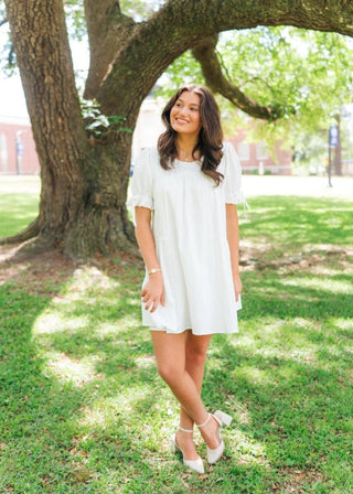 White Lace Trim Babydoll Dress | Select Trends Boutique