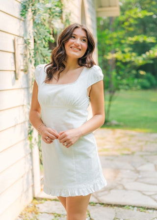 White Lace Trim Mini Dress | Select Trends Boutique