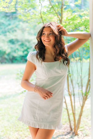 White Lace Trim Mini Dress | Select Trends Boutique