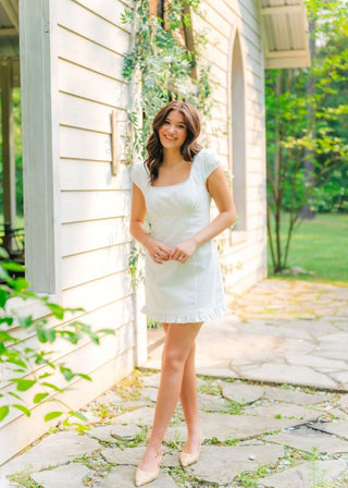 White Lace Trim Mini Dress | Select Trends Boutique