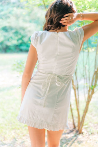 White Lace Trim Mini Dress | Select Trends Boutique