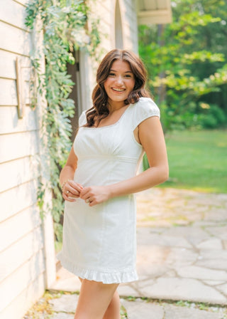 White Lace Trim Mini Dress | Select Trends Boutique