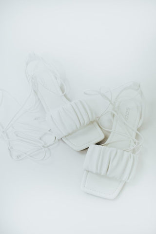 White Lace Up Square Toe Sandal from Select Trends Boutique