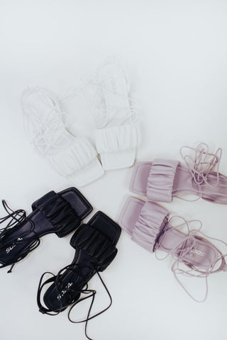 White Lace Up Square Toe Sandal from Select Trends Boutique