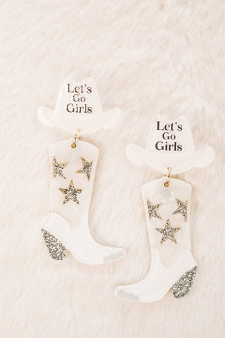 White Let's Go Girls Earrings