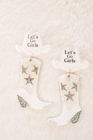 White Let's Go Girls Earrings from Select Trends Boutique