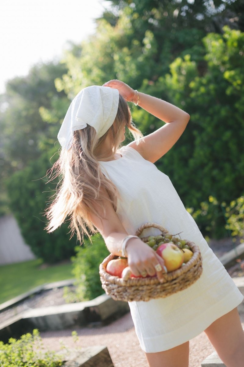 White Linen Scoop Back Mini Dress