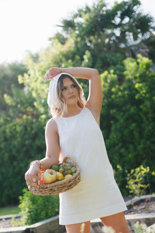 White Linen Scoop Back Mini Dress | Select Trends Boutique