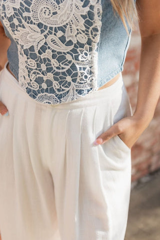 White Linen Wide Leg Pants | Select Trends Boutique