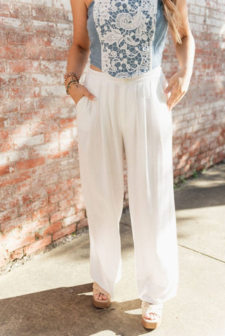 White Linen Wide Leg Pants | Select Trends Boutique