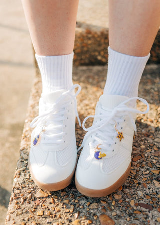 White Mesh Detail Court Sneakers - Select Trends Boutique
