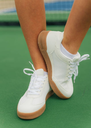 White Mesh Detail Court Sneakers | Select Trends Boutique
