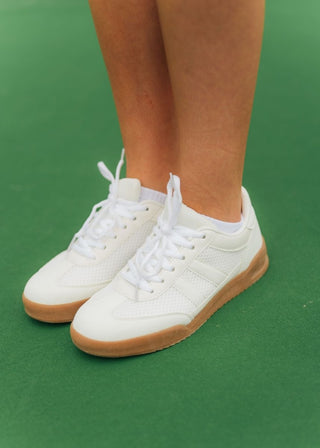 White Mesh Detail Court Sneakers | Select Trends Boutique