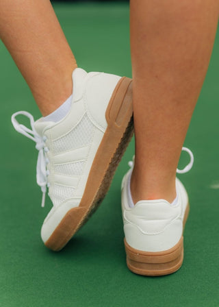White Mesh Detail Court Sneakers | Select Trends Boutique