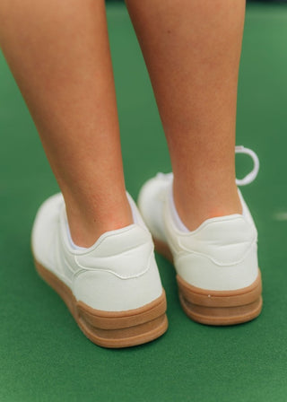 White Mesh Detail Court Sneakers | Select Trends Boutique