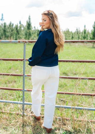 White Mid Rise Barrel Jeans | Select Trends Boutique
