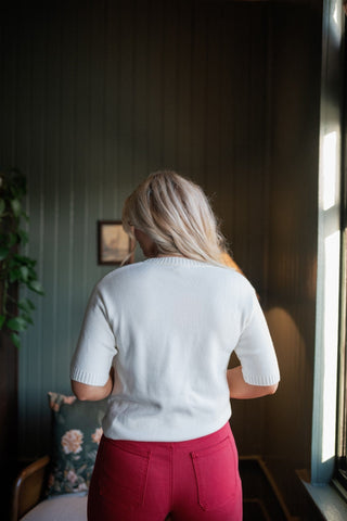 White Nutcracker Embroidered Knit Top
