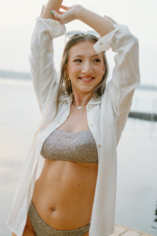 White Oversized Button Down Top