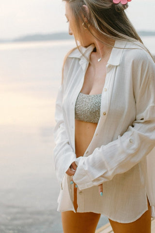 White Oversized Button Down Top | Select Trends Boutique