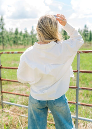 White Oversized Collared Blouse | Select Trends Boutique