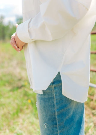White Oversized Collared Blouse | Select Trends Boutique