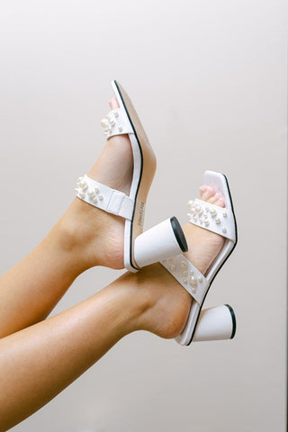 White Pearl Slip On Heels - Select Trends Boutique