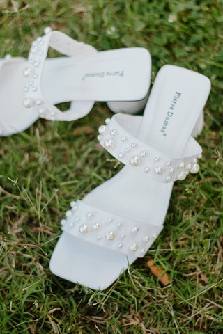 White Pearl Slip On Heels - Select Trends Boutique