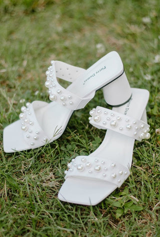 White Pearl Slip On Heels - Select Trends Boutique