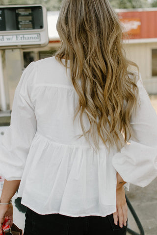 White Peplum Ruffle Top