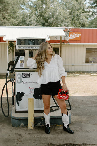 White Peplum Ruffle Top