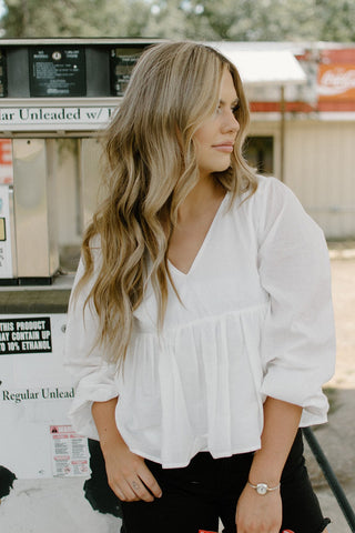 White Peplum Ruffle Top