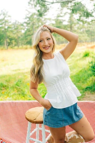 White Pleated Corset Sleeveless Top - Select Trends Boutique