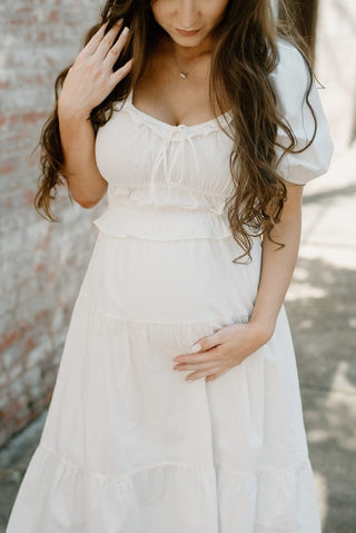 White Puff Sleeve Midi Dress | Select Trends Boutique