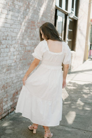 White Puff Sleeve Midi Dress | Select Trends Boutique