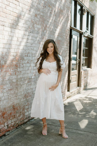 White Puff Sleeve Midi Dress | Select Trends Boutique