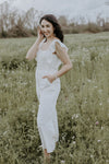White Ruffle Wide Leg Jumpsuit