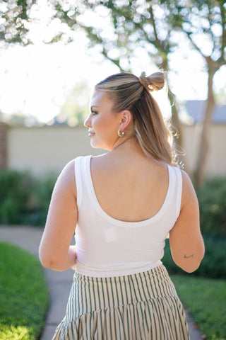 White Scoop Neck Ribbed Tank Top | Select Trends Boutique