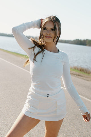 White Seamless Long Sleeve Top