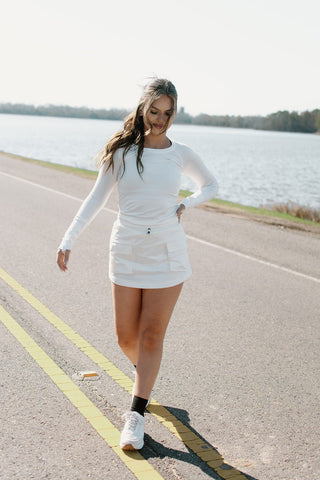 White Seamless Long Sleeve Top