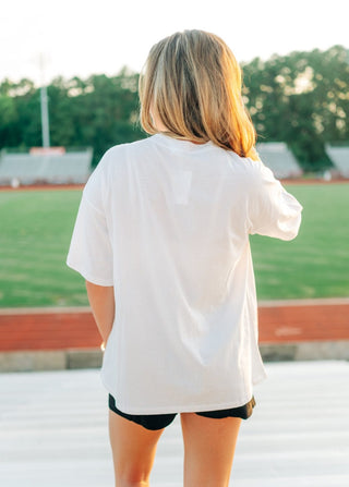 White Sequin Multi Football Patch Tee - Select Trends Boutique