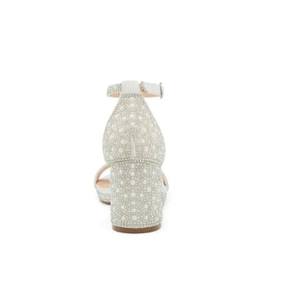 White Shimmer Block Heels | Select Trends Boutique