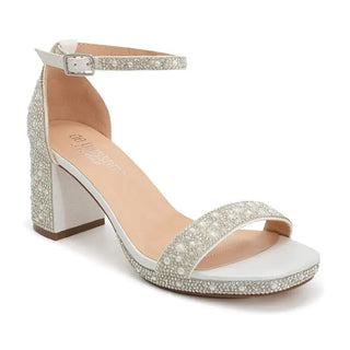 White Shimmer Block Heels | Select Trends Boutique