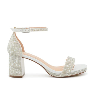 White Shimmer Block Heels