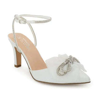 White Shimmer Bow Rhinestone Heels - Select Trends Boutique