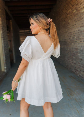 White Short Flutter Sleeve Mini Dress - Select Trends Boutique