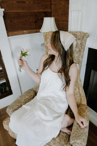 White Shoulder Tie Midi Dress | Select Trends Boutique