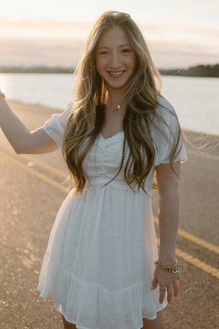 White Smock Short Sleeve Dress