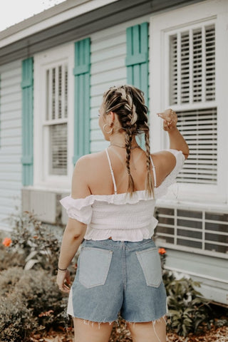 White Smocked Halter Crop Top | Select Trends Boutique