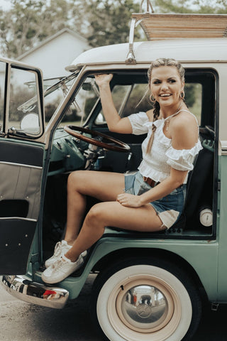 White Smocked Halter Crop Top