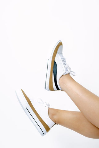 White Sneakers With Black Trim - Select Trends Boutique